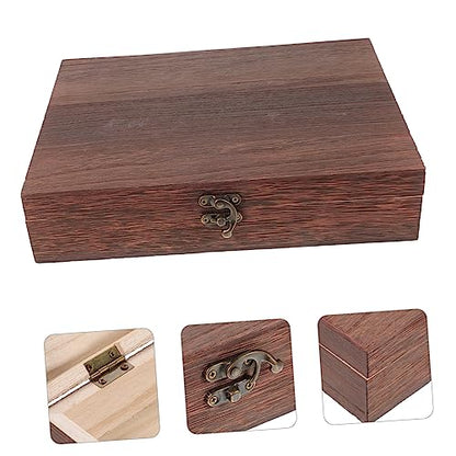 GLEAVI Wooden Storage Trunk Flip Storage Box Simple Case for Jewelry Practical Container