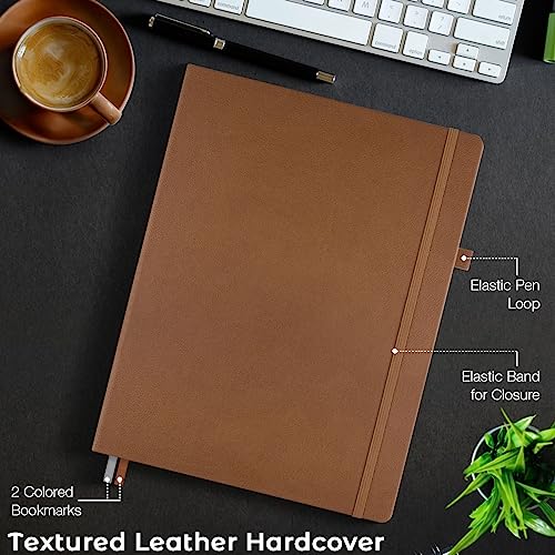 Blank Notebook, Hardcover Sketch Book, 8.5 x 5.5 Large Blank Journal, No Bleed Thick Paper Sketchbook for Drawing, Unlined Notebook Journal for Women Men School, A5 Leather Sketchbook, Lay Flat, Brown
