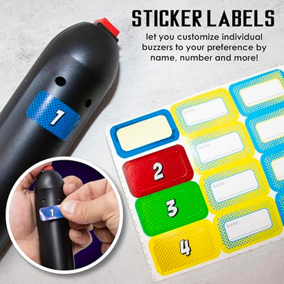 Digital Energy Wireless Handheld Game Buzzer System - Console Displays First Buzz-in - Great for Jeopardy, Family Feud, Trivia and Buzzer Games - 4 Joystick Buzzers - size: 4 Player