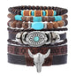 MILAKOO Mens Beaded Bracelets Tribal Wooden Elastic Adjustable Prayer Beads Wrap Cuff for Women - color: I: 5pcs