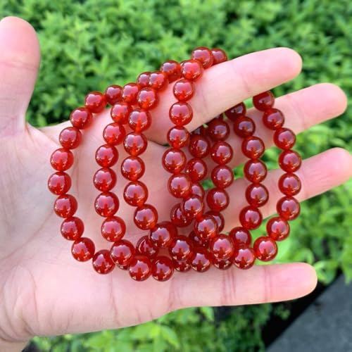 Adabele 1pc Natural Stretch Gemstone Bracelet 8mm (0.31") Bead 7" to 8.5 inch Healing Crystal Energy Quartz Chakra Jewelry Women Unisex Birthday Gift - color: Carnelian, size: 7.5 inch
