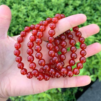 Adabele 1pc Natural Stretch Gemstone Bracelet 8mm (0.31") Bead 7" to 8.5 inch Healing Crystal Energy Quartz Chakra Jewelry Women Unisex Birthday Gift - color: Carnelian, size: 7.5 inch