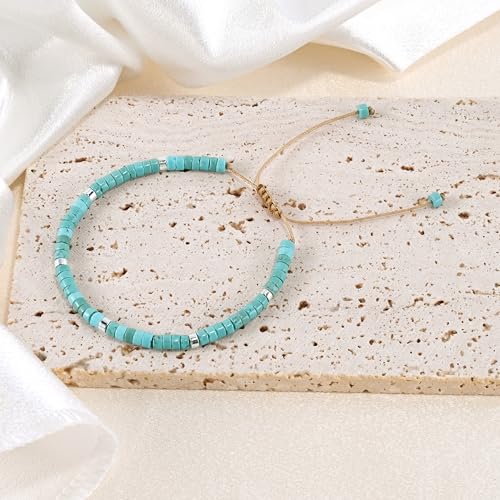 VIBILIA Get Well Gifts for Women, Inspirational Gifts Natural Stone Healing Bracelet, Thinking of You Encouragement Strength Bracelets for Women on Birthday Valentine's Day Easter Mother's Day - color: E. Blue Chalchite