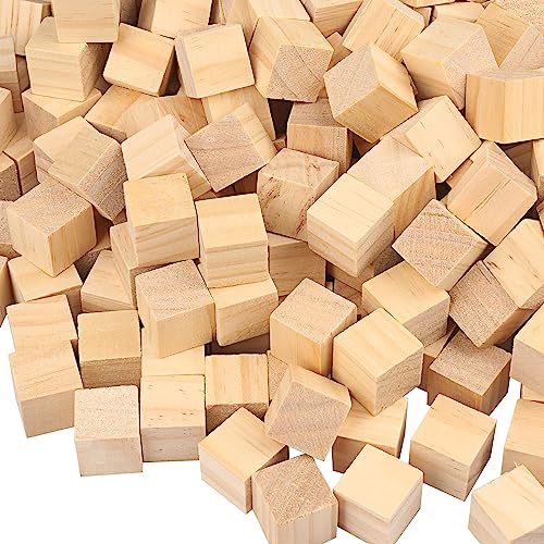 500 Packs Wooden Blocks for Crafts, 0.8 Inch Pine Wood Cubes, 2 x 2 x 2 cm Wooden Cubes for Paint, Stamp, Decorate, DIY Projects and Personalized Gifts,by GNIEMCKIN - size: 500 Packs 0.8 Inch