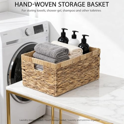 Storage Container, Natural Water Hyacinth Storage Bins Rectangular Basket,Arts and Crafts. - size: Medium