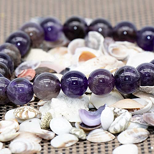 8mm Natural Gemstone Stretch Bracelet, Handmade Unisex Crystal Bracelets for Meditation, Yoga, Spiritual Healing & Positive Energy - color: Dark Amethyst