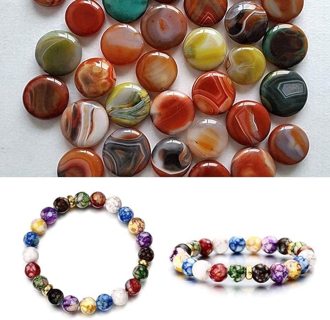 Healing Crystals Bracelet Handmade Natural Gemstones Beads Elastic Natural Stone Yoga Beads Bracelet Heart-Shaped, Modern Artisanal Beaded Unisex 7.6 inches Turquoise - color: White