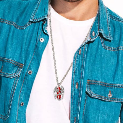 INFUSEU Unique Dragon Necklaces with Healing Crystal Stone for Men Women, Personalized Spiritual Gifts, 24 Inch Chain - color: Red