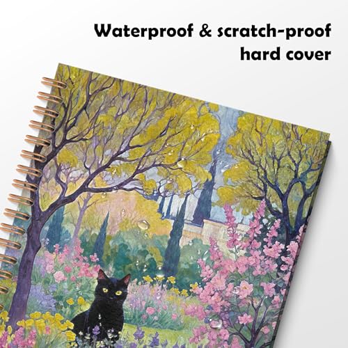 Garden Floral Black Cat Spiral Notebook, Black Cat Gifts Journal, Cats Lovers Mom Lady Gifts Journal Notebook, 5.5x8.3 Inch - color: Style03