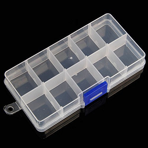 Plastic Storage Container Transparent Storage Box with Adjustable Partition Can Hold Handicrafts Jewelry and Small Parts, Blue