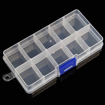Plastic Storage Container Transparent Storage Box with Adjustable Partition Can Hold Handicrafts Jewelry and Small Parts, Blue