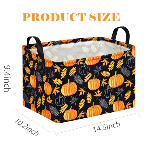 Rectangle Gift Storage Basket Home Shelf Storage Basket Organizer Box Clothes Laundry Hamper Nursery Basket Laundry Basket with Handles - color: Golden Pumpkin