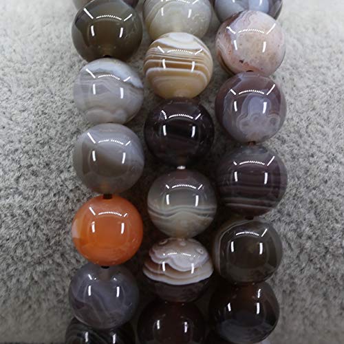 Amandastone Natural Gemstone 10mm Round Beads Stretch Bracelet 7 Inch - color: Botswana Agate