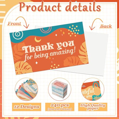 Yeaqee 240 Pcs Employee Appreciation Kudos Cards Funny Blank Back Motivational Card Encouragement Thank You Note Recognition Card for Teacher College Affirmation Gift(Retro) - style: Old school