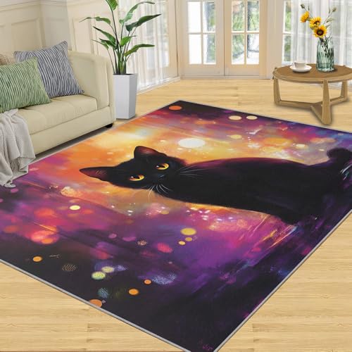 Cat Rug - 4x5 Rug, Fun Cats Rugs for Living Room Bedroom, Animal Washable Rugs, Non Slip Classroom Carpet, Soft & Low-Pile - color: Cat#91, size: 4' x5' (Rectangular)
