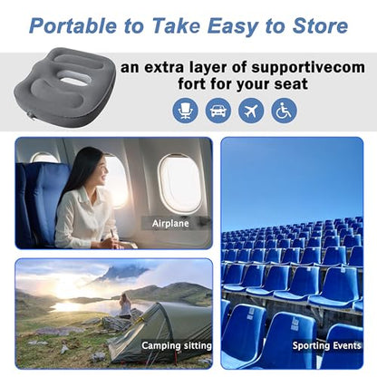 Sondor Travel Cushion,Air Seat Cushion,Evolution Cushion Portable & Lightweight Inflatable Seat Cushion - Ideal for Airplane Chairs, School Bleachers, Stadium Seats, and Wheelchairs (Gray) - color: Gray