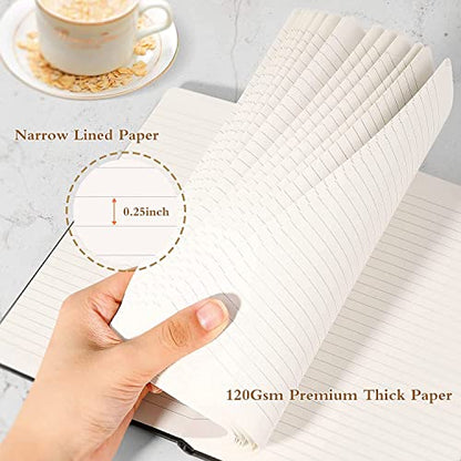 Huhuhero Lined Journal Notebooks for Work, Hardcover Leather Journals for Writing Women Men, 120Gsm Thick Paper College Ruled Notebook, Office School Supplies, 5.25"×8.25" (1, Matte Black) - color: black