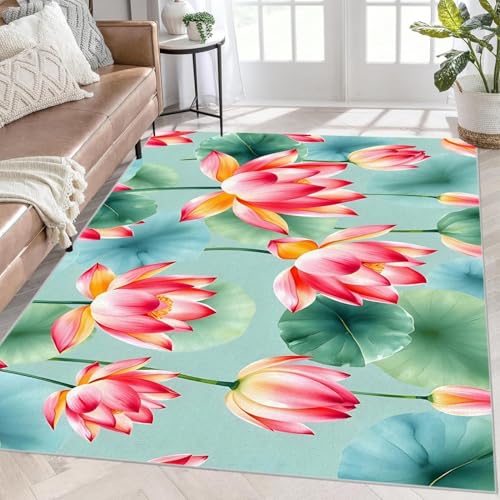 Meditation Rugs for Living Room - Lotus 5x6 Rug for Bedroom - Vintage Area Rug for Dining Room, Non-Shedding Low Pile - Ethnic Carpet Non Slip Soft Washable- Traditional Home Decor - X71 - color: Traditional X71, size: 5x6 ft,