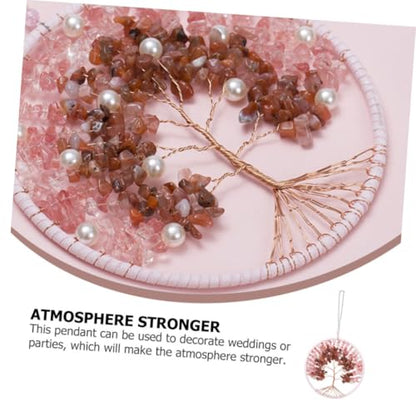 Yardwe Nordic Chime Creative Wind Chime with Life Tree Design for Garden Decor Chic Pink Courtyard Ornament Family and Friends Special Occasions