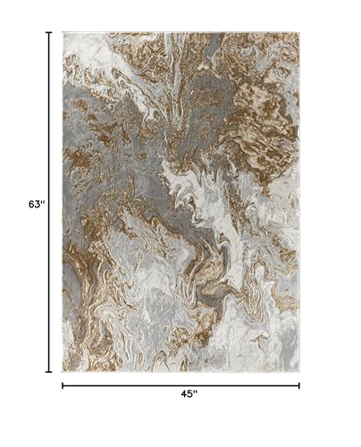 LUXE WEAVERS Marble Swirl Abstract Area Rug, Gray 4x5 - color: Grey, size: 4' x 5' (Rectangular)