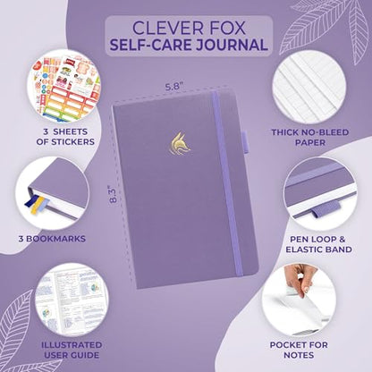 Clever Fox Self-Care Journal – Daily Reflection Notebook – Mental Health & Personal Development Planner, Meditation & Mood Log, A5 (Lavender) - color: Lavender, size: A5 (5.8'' x 8.3'')