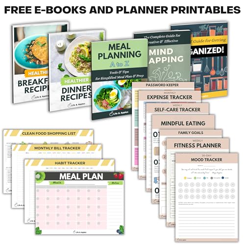 Life & Apples Wellness Journal Planner – Food Log, Fitness Tracker, Habit Tracker, Weight Loss Journal for Diet Tracking and Health Goals, Undated, Size A5 Aquamarine - color: Aquamarine