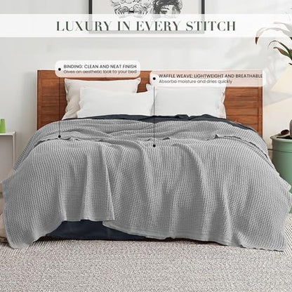 Salt Earth 100% Cotton Waffle Blanket, Twin Size 68"x92" – Lightweight All Season Throw Blanket for Couch, Bed & Bedroom, Soft Modern Cozy Cotton Blanket (Scotish Grey) - color: Scottish Grey, size: Twin