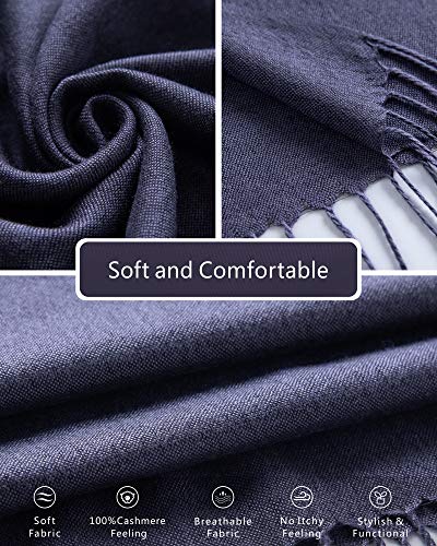 EURKEA Women's Scarf Pashmina Silky Soft Shawls Wraps Stole for Evening, Wedding and Gift - color: Charcoal