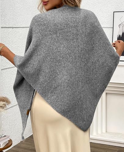 Women's Pashmina Shawl Wraps for Evening Dresses Wedding Bridal Open Front Poncho Cape Soft Large Scarf - color: Light Grey