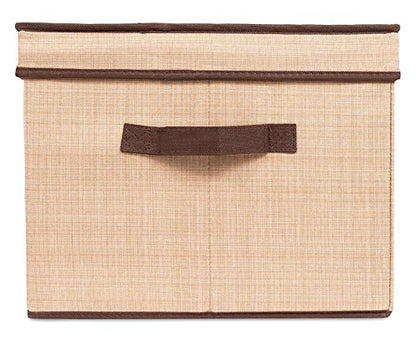 Internet's Best Storage Box with Window - Durable Storage Bin Basket Containers with Lids and Handles - Clothes Nursery Toys Organizer - Brown (Beige) - color: Brown