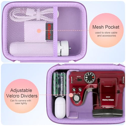 Elonbo Carrying Case for KODAK PIXPRO AZ528/ AZ255/ AZ405/ AZ425/ AZ401 Digital Camera, Kodak PIXPRO Astro Zoom Vlogging Camera Hard Travel Storage Bag, Mesh Pocket fits Battery Cable, Purple - color: Purple