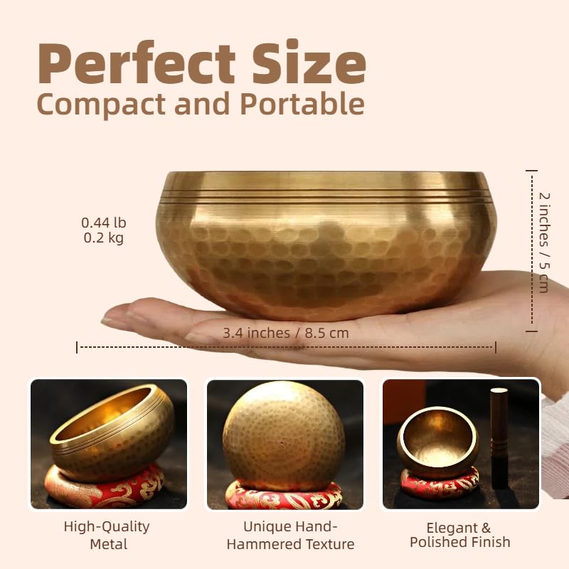 Tibetan Singing Bowl Set — Himalayan Sound Healing Bowl for Yoga, Meditation, Reiki, Sound Baths, Chakra Balancing & Stress Relief — Unique Spiritual Gifts for Women | Cuencos Tibetanos Originales