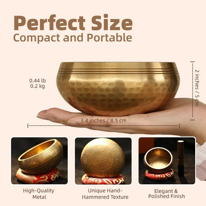 Tibetan Singing Bowl Set — Himalayan Sound Healing Bowl for Yoga, Meditation, Reiki, Sound Baths, Chakra Balancing & Stress Relief — Unique Spiritual Gifts for Women | Cuencos Tibetanos Originales