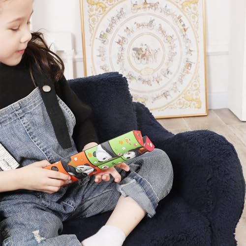 MOMCAYWEX Kids Sofa, 2-in-1 Flip-Out Foam Couch with Soft Sherpa Cover, Cozy Play Lounge Chair, Dark Blue - color: Dark Blue, size: Medium