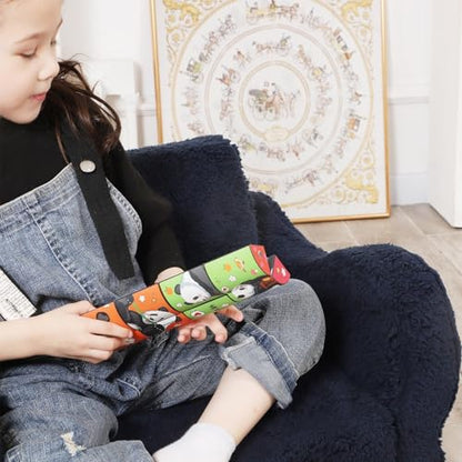MOMCAYWEX Kids Sofa, 2-in-1 Flip-Out Foam Couch with Soft Sherpa Cover, Cozy Play Lounge Chair, Dark Blue - color: Dark Blue, size: Medium