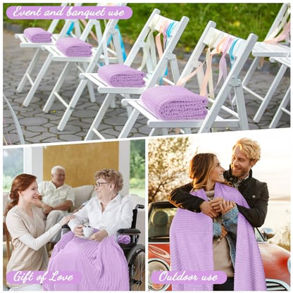 Buryeah 12 Pcs Flannel Throw Blanket Bulk 50 x 60 in Sleepover Blanket Outdoor Wedding Throw Lightweight, Oeko-tex Standard 100 Certified for Sofa Homeless Gifts (Lavender Purple) - color: Lavender Purple