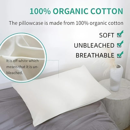 Organic Cotton Pillow Case - One Pack 11"x 16" Kids Pillow Pillowcase with No Zipper - 300 TC Thread Count - Soft, Safe and Hypoallergenic - Off White - size: 11"x16"