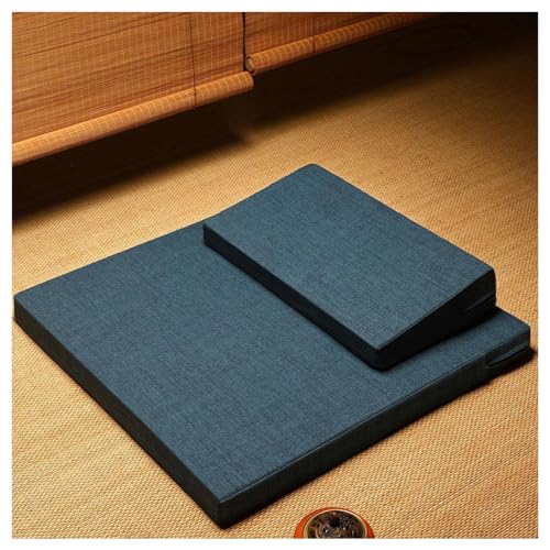 Square Meditation Cushion Mat Set with Washable Cotton Linen Cover, Larger Thick Yoga Mat Bolster Floor Pillows Seating for Adults Meditation Accessories T-70CM - color: T, size: 70CM
