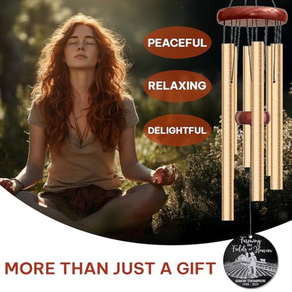 Personalized Farmer Memorial Wind Chime – “Farming The Fields of Heaven” Custom Name & Years – White Engraved Outdoor Sympathy Gift for Loss of Loved One – Rustic Farm Tribute Windchime - size: FarmWC 1