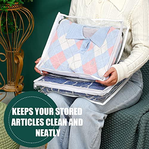 6pcs Clear Zippered Storage Bag Plastic Individual Sweater Storage Bag with Zipper Label Closet Clothing Organizer for Blanket Clothes Bed Sheet Comforter Quilt Pillow(15.7 x 13.7 x 3.9 Inch) - size: 15.7 x 13.7 x 3.9 Inch