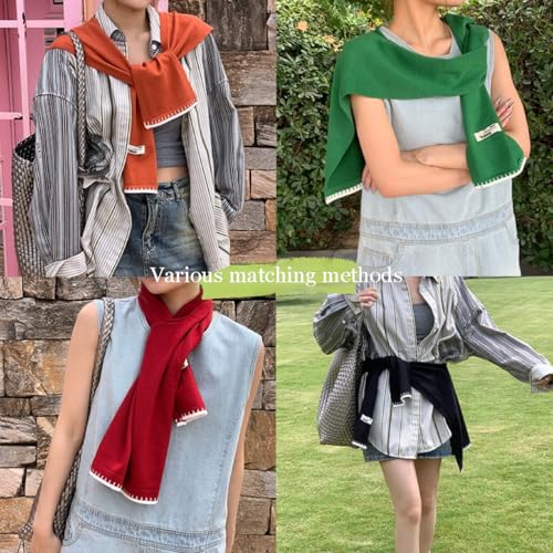 Sweater Shawl Wraps for Women Fashion Knitted Shoulder Shawls Ponchos Casual Sweaters Scarf Cape Wraps with Sleeves - color: 11 Wheat/Black Trim