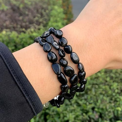 Adabele 1pc Natural Stretch Gemstone Bracelet 7mm-10mm Free Form Bead 7 Inch 7.5 Inch Healing Crystal Engergy Quartz Chakra Jewelry Women Birthday Gift - color: Black Tourmaline, size: 7.5 Inch (bead size 7-10mm)