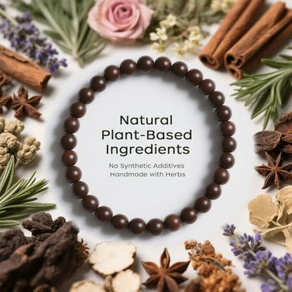 DomKim Handmade Chinese Fragrant Botanical Beads Herbal Incense Mala Bracelet Natural for Calm, Aromatherapy - size: 8mm*23