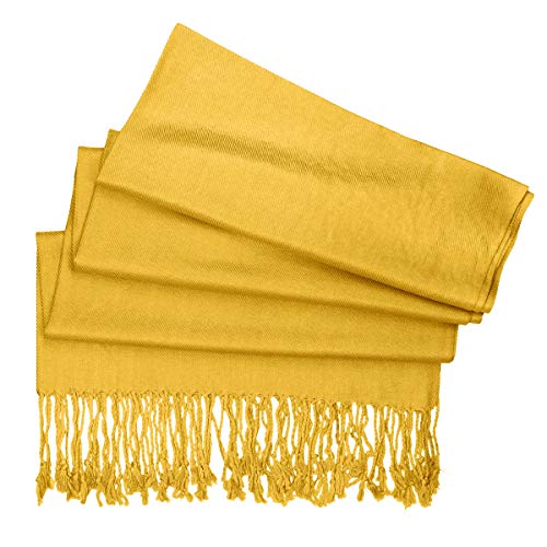 Falari Women's Soft Solid Color Pashmina Shawl Wrap Scarf, for Wedding, Bridesmaid Gifts, Evening Dress - color: Gold