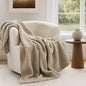Chunky Chenille Knit Throw Blanket for Couch, Soft Luxurious Moss Stitch Blankets for Bed, Cozy Decorative Farmhouse Knitted Throws for Sofa, Sand Dune, 50" x 60"