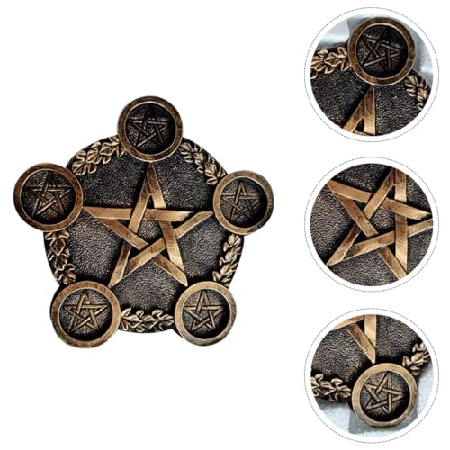 Luxshiny Pentacle Star Candleholder Decorative Desktop Altar Plate for Rituals and Mystical Props with Bright Copper Finish Compact Space-Saving Design for Home and Ceremony Use