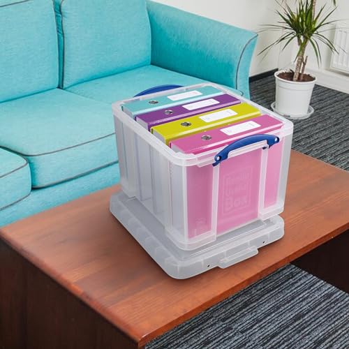 Really Useful Box 3-Pack Clear Stackable Storage Containers with Snap Lids, 32 Liters - Plastic Organizer Bins with Clip-Lock Handles for Home, Bedroom, Closet, Bathroom, Garage, and Office
