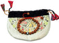 Hands of Tibet Tibetan Mala Rudraksha Seed Wrist Mala Bracelet with Carved Om Mani Conch Shell Spacer Free Silk Pouch
