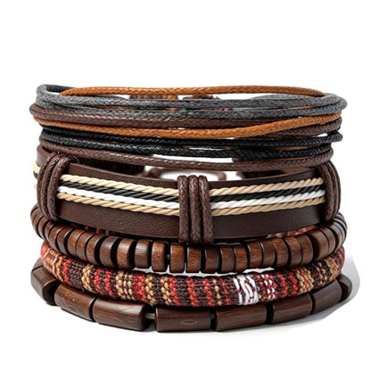 Gothic Bracelet Adjustable Punk Braided Leather Multilayer Grunge Set Bracelets Emo Metal Cuff Wrap Bangles Meaningful Gift - color: J-BZ-16