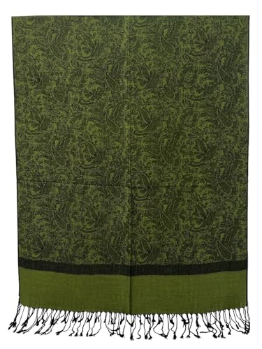 Pashmina Shawl Wrap for Women Soft Lightweight Multi-Purpose Scarf for Weddings, Parties & Casual Wear - color: Jacquard Dark Green - Pl1832